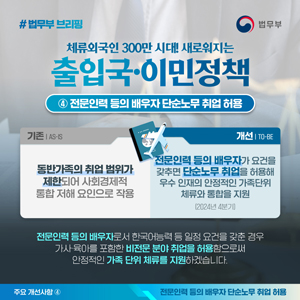 체류외국인 300만 시대! 새로워지는 출입국·이민정책 ④전문인력 등의 배우자 단순노무 취업 허용 대표이미지